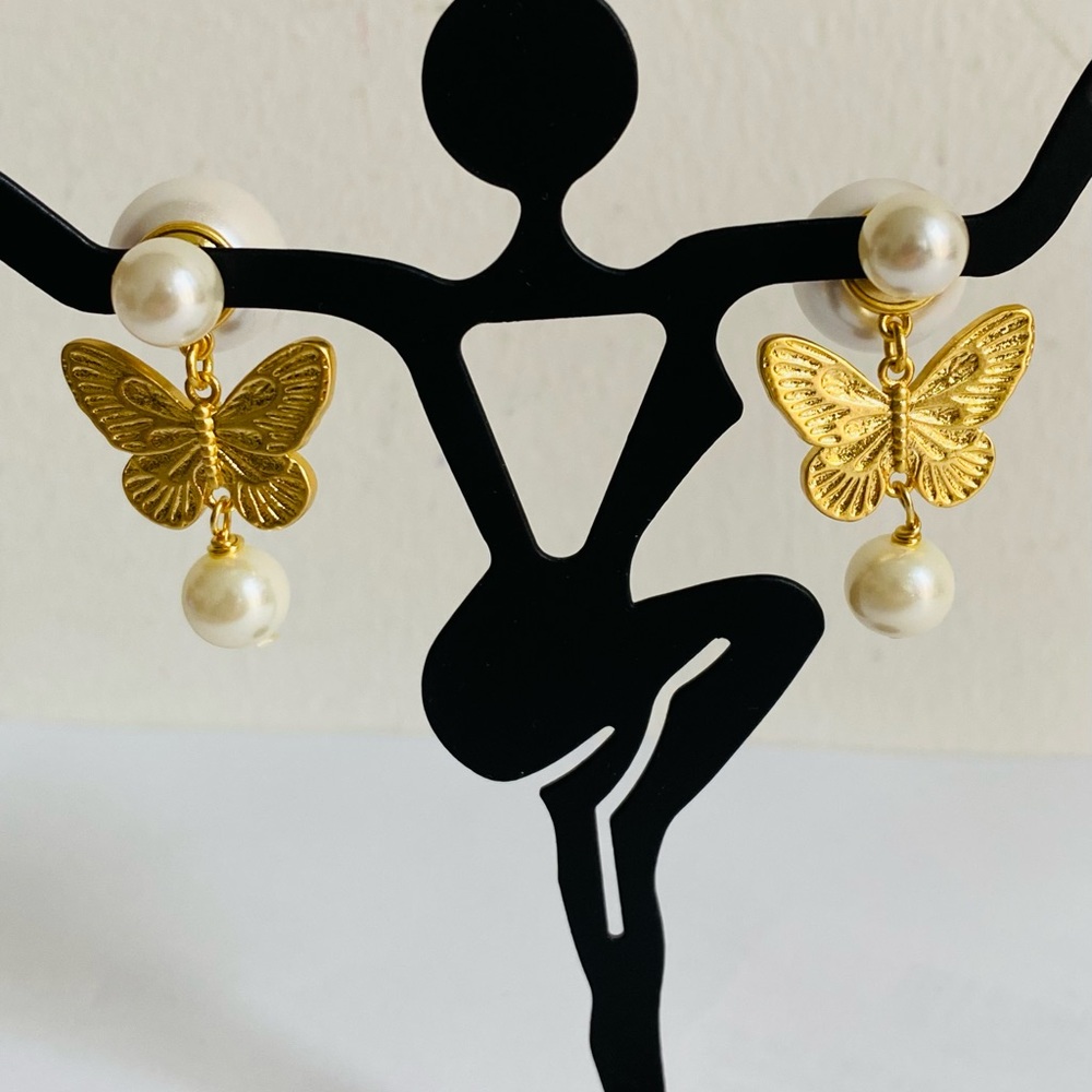 Authentic Dior Tribales Butterfly Earrings Golden w/Package